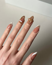 Load image into Gallery viewer, Hand-Painted Pink-Themed 3D Carved Almond Shaped Nails with Sticky Tabs &amp; Kit E062