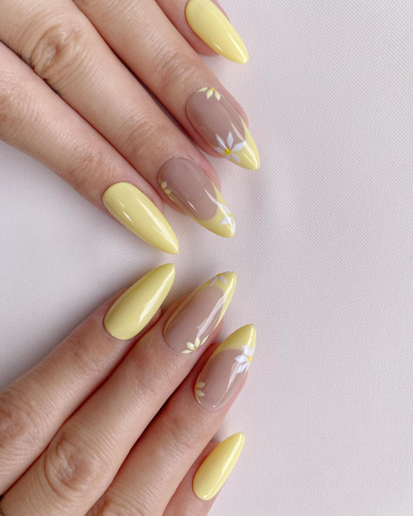 Hand-Painted Candy Hearts Almond Shaped Nails with Sticky Tabs & Kit A098