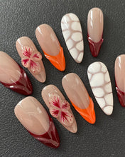 Load image into Gallery viewer, Hand-Painted Marble Pattern 3D Carved Almond Shaped Nails with Sticky Tabs &amp; Kit E046