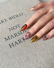 Load image into Gallery viewer, Hand-Painted Vintage Theme 3D Carved Almond Shaped Nails with Sticky Tabs &amp; Kit E059