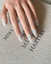 Load image into Gallery viewer, Hand-Painted Pure White Temptation Almond Shaped Nails with Sticky Tabs &amp; Kit A181