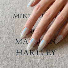 Load image into Gallery viewer, Hand-Painted Pure White Temptation Almond Shaped Nails with Sticky Tabs &amp; Kit A181
