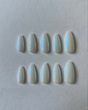 Load image into Gallery viewer, Hand-Painted Pure White Temptation Almond Shaped Nails with Sticky Tabs &amp; Kit A181