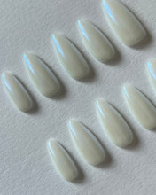 Load image into Gallery viewer, Hand-Painted Pure White Temptation Almond Shaped Nails with Sticky Tabs &amp; Kit A181