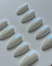 Load image into Gallery viewer, Hand-Painted Pure White Temptation Almond Shaped Nails with Sticky Tabs &amp; Kit A181