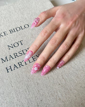 Load image into Gallery viewer, Hand-Painted Pink Bow 3D Carved Almond Shaped Nails with Sticky Tabs &amp; Kit E054