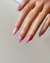 Load image into Gallery viewer, Hand-Painted Pink Bow 3D Carved Almond Shaped Nails with Sticky Tabs &amp; Kit E054