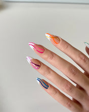 Load image into Gallery viewer, Hand-Painted French Lines Temptation Almond Shaped Nails with Sticky Tabs &amp; Kit A141