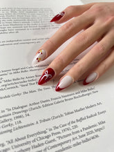 Load image into Gallery viewer, Hand-Painted Christmas bow Almond Shaped Nails with Sticky Tabs &amp; Kit A095