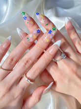 Load image into Gallery viewer, Hand-Painted Crystal Florist Almond Shaped Nails with Sticky Tabs &amp; Kit A028