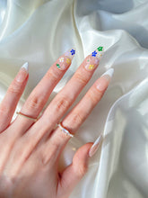 Load image into Gallery viewer, Hand-Painted Crystal Florist Almond Shaped Nails with Sticky Tabs &amp; Kit A028