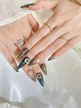 Load image into Gallery viewer, Hand-Painted Velvet Bow Stiletto Nails with Sticky Tabs &amp; Kit Y050