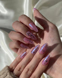 Hand-Painted Twilight Candy Almond Shaped Nails with Sticky Tabs & Kit Y009