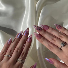 Load image into Gallery viewer, Hand-Painted Twilight Candy Almond Shaped Nails with Sticky Tabs &amp; Kit Y009