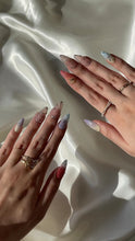 Load image into Gallery viewer, Hand-Painted Gilded Violet Almond Shaped Nails with Sticky Tabs &amp; Kit Y059