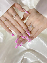 Load image into Gallery viewer, Hand-Painted Ballet Slipper Coffin Press-On Nails with Sticky Tabs &amp; Kit A089