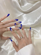 Load image into Gallery viewer, Hand-Painted Velvet Star Almond Shaped Nails with Sticky Tabs &amp; Kit A088