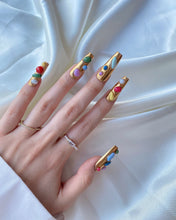 Load image into Gallery viewer, Hand-Painted Sunny Drops Coffin Press-On Nails with Sticky Tabs &amp; Kit Y008