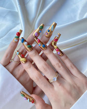 Load image into Gallery viewer, Hand-Painted Sunny Drops Coffin Press-On Nails with Sticky Tabs &amp; Kit Y008