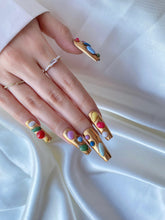 Load image into Gallery viewer, Hand-Painted Sunny Drops Coffin Press-On Nails with Sticky Tabs &amp; Kit Y008