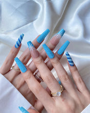 Load image into Gallery viewer, Hand-Painted Frost Whisper Coffin Press-On Nails with Sticky Tabs &amp; Kit Y051
