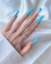 Load image into Gallery viewer, Hand-Painted Frost Whisper Coffin Press-On Nails with Sticky Tabs &amp; Kit Y051