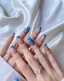 Hand-Painted Winter Snow Coffin Press-On Nails with Sticky Tabs & Kit Y049