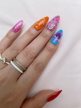 Load image into Gallery viewer, Hand-Painted enomous Veil Almond Shaped Nails with Sticky Tabs &amp; Kit Y092