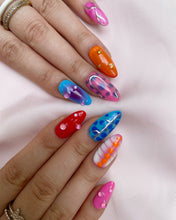 Load image into Gallery viewer, Hand-Painted enomous Veil Almond Shaped Nails with Sticky Tabs &amp; Kit Y092