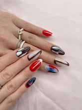 Load image into Gallery viewer, Hand-Painted Cursed Candy Almond Shaped Nails with Sticky Tabs &amp; Kit Y095