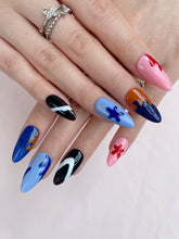 Load image into Gallery viewer, Hand-Painted Mermaid’s Cocoon Almond Shaped Nails with Sticky Tabs &amp; Kit Y084