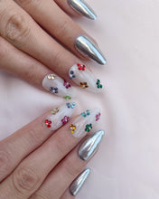 Load image into Gallery viewer, Hand-Painted Glitter Galaxy Almond Shaped Nails with Sticky Tabs &amp; Kit A123