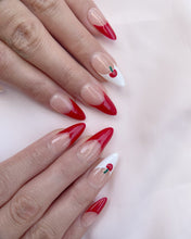 Load image into Gallery viewer, Hand-Painted Cherry Fiz Almond Shaped Nails with Sticky Tabs &amp; Kit A126
