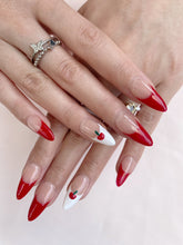 Load image into Gallery viewer, Hand-Painted Cherry Fiz Almond Shaped Nails with Sticky Tabs &amp; Kit A126