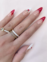 Load image into Gallery viewer, Hand-Painted Cherry Fiz Almond Shaped Nails with Sticky Tabs &amp; Kit A126