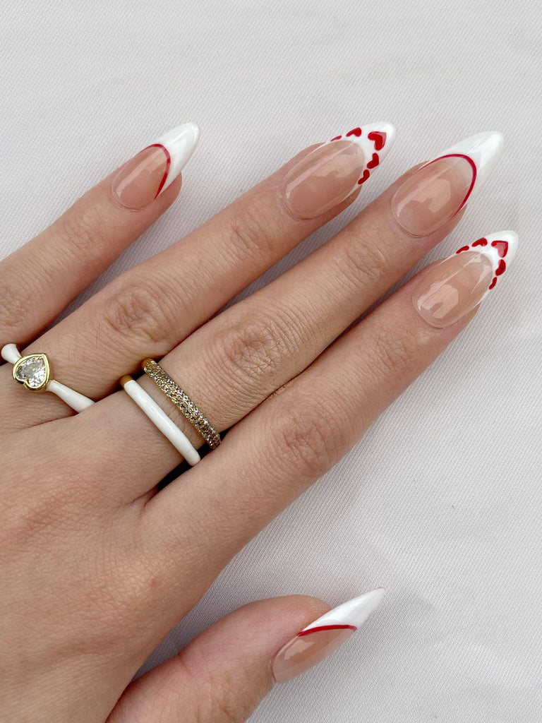 Hand-Painted Love Bubbles Almond Shaped Nails with Sticky Tabs & Kit A112
