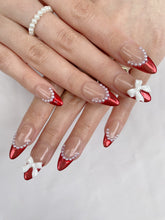 Load image into Gallery viewer, Hand-Painted Pearl Whisper Almond Shaped Nails with Sticky Tabs &amp; Kit A136