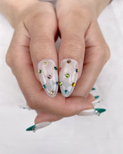 Load image into Gallery viewer, Hand-Painted Diamond Allure Almond Shaped Nails with Sticky Tabs &amp; Kit A143