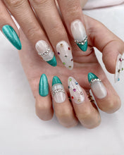 Load image into Gallery viewer, Hand-Painted Diamond Allure Almond Shaped Nails with Sticky Tabs &amp; Kit A143