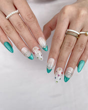 Load image into Gallery viewer, Hand-Painted Diamond Allure Almond Shaped Nails with Sticky Tabs &amp; Kit A143