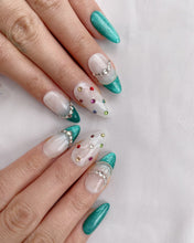 Load image into Gallery viewer, Hand-Painted Diamond Allure Almond Shaped Nails with Sticky Tabs &amp; Kit A143