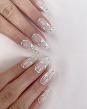 Load image into Gallery viewer, Hand-Painted Arctic Veil Coffin Press-On Nails with Sticky Tabs &amp; Kit A072