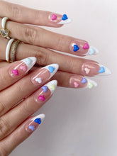 Load image into Gallery viewer, Hand-Painted Candy Hearts Almond Shaped Nails with Sticky Tabs &amp; Kit A120