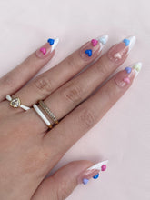 Load image into Gallery viewer, Hand-Painted Candy Hearts Almond Shaped Nails with Sticky Tabs &amp; Kit A120