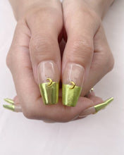 Load image into Gallery viewer, Hand-Painted Gold Moon Coffin Press-On Nails with Sticky Tabs &amp; Kit A137