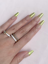 Load image into Gallery viewer, Hand-Painted Gold Moon Coffin Press-On Nails with Sticky Tabs &amp; Kit A137