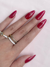 Load image into Gallery viewer, Hand-Painted Silk Bow Almond Shaped Nails with Sticky Tabs &amp; Kit A024