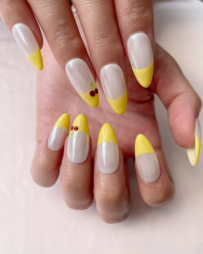 Hand-Painted Sugar Cherie Almond Shaped Nails with Sticky Tabs & Kit A014