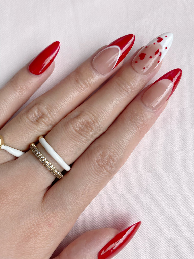 Hand-Painted Floating Pulsen Almond Shaped Nails with Sticky Tabs & Kit A115