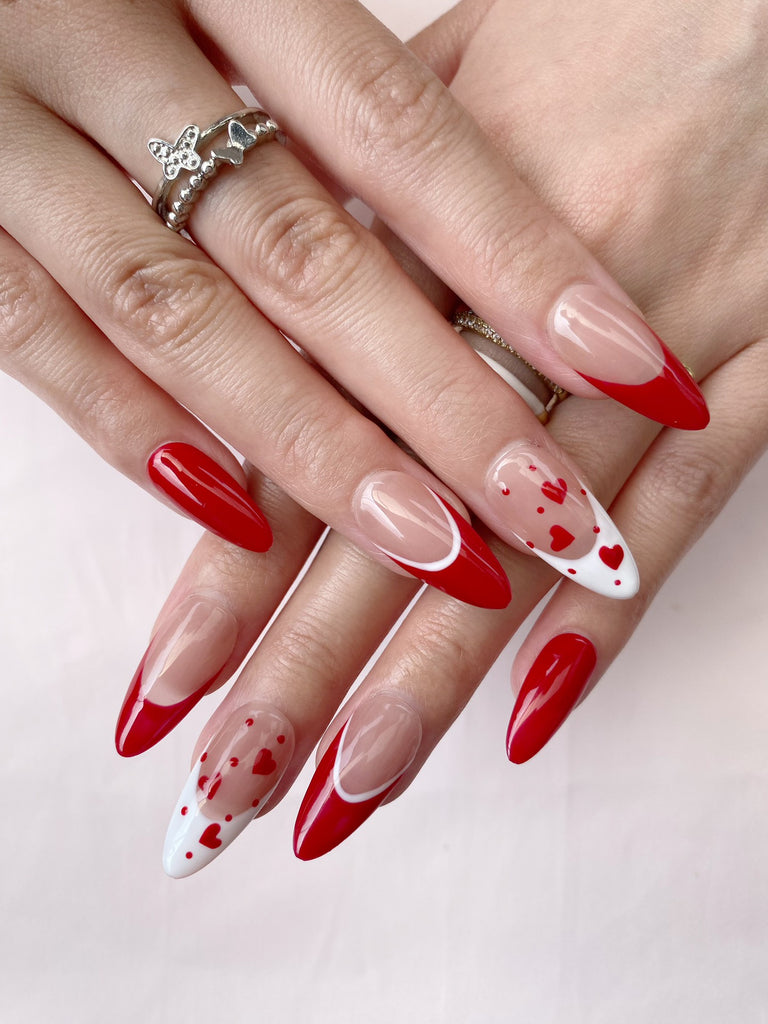 Hand-Painted Floating Pulsen Almond Shaped Nails with Sticky Tabs & Kit A115
